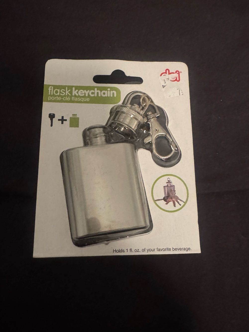 NWT!!  Pocket Flask Keychain - Silver